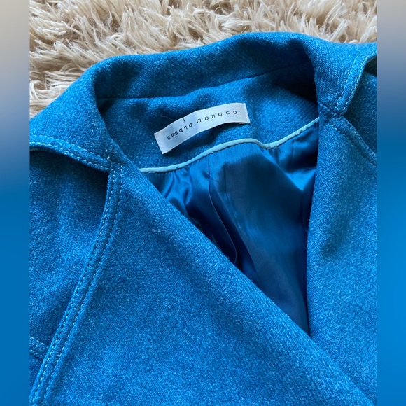 Susana Monaco lambs wool blue trench coat belted - Picture 2 of 5